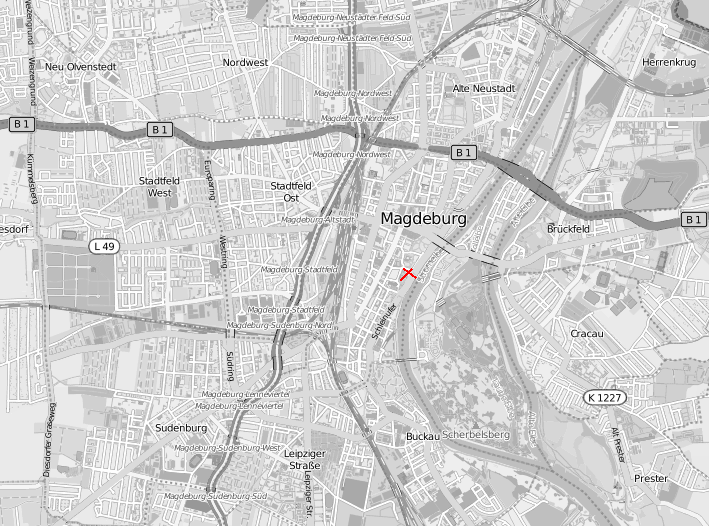Magdeburg Map mit Radioaktiv-Hotspots
