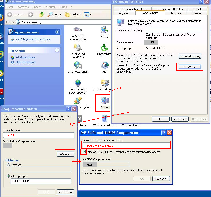 config winXP name